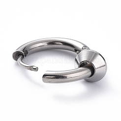 変色しない304ステンレススチールフープピアス  女性男性のための幾何学的なイヤリング  双円錐形  17mm  ペンダント：7x4mm  ピン：1mm&nbsp;STAS-B030-03B