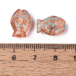 ピカソの透明ガラスビーズ  魚  ライトサーモン  14.5x10x5.5~6mm  穴：1.2mm  約478個/ポンド&nbsp;SEED-Q039-03D