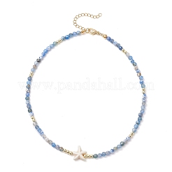 Летние пляжные ожерелья из натуральных огненных агатов с эффектом потрескивания NJEW-JN05262-02