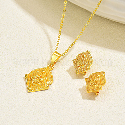 Комплект из латунного ромба с подвеской-цветком и серег-гвоздиков для женщин&nbsp;IE5551