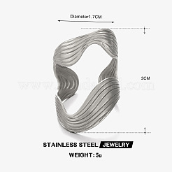 女性用ウェーブシェイプ304ステンレススチールカフリング  ステンレス鋼色  30mm  内径：17mm&nbsp;FS-WG77DEA-02