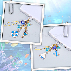 6 шт. 3 стиля стеклянных и сплавных эмалевых мобильных ремешков&nbsp;HJEW-SC0001-87