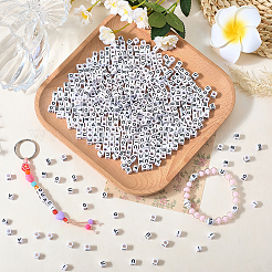 1000 шт. 5 вида акриловых бусин с горизонтальными отверстиями в виде букв&nbsp;MACR-PA0001-34