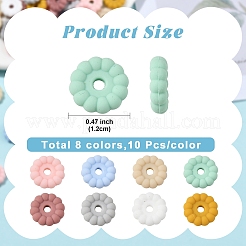 80pcs 8 Farben Silikonperlen&nbsp;SIL-YW0003-70