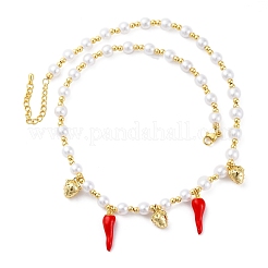 Ожерелья из латунных бусин с микропаве из прозрачного кубического циркония NJEW-Z059-04G-01