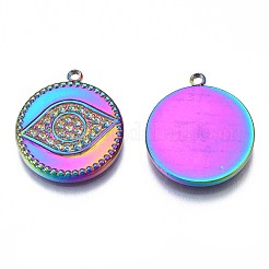 Pendentif en acier inoxydable 304 couleur arc-en-ciel avec strass&nbsp;STAS-S119-093