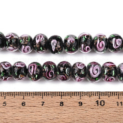 Нити бусин-рондель с внутренним цветком ручной работы в технике лэмпворк&nbsp;LAMP-T022-24A