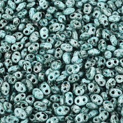 ピカソガラスシードビーズ  オーバル  2穴  ダークシアン  5~6x3~4x2~3mm  穴：0.9~1.2mm  約6425個/ポンド&nbsp;GL-N001-02B