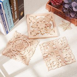 Artisanat d'applique onlay sculpté en bois massif naturel&nbsp;WOOD-FH0001-13