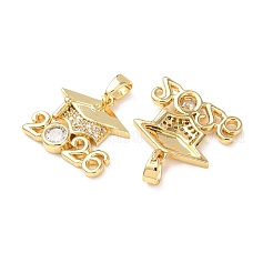 Латунные микропаве прозрачные подвески с фианитом&nbsp;KK-D223-01G