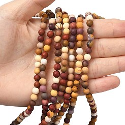 Матовое круглые естественно mookaite бисер пряди G-N0166-65-6mm