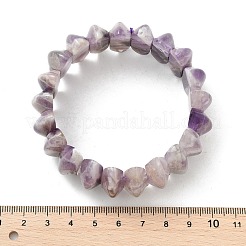 Doppelkegel-Stretcharmbänder aus natürlichen Amethystperlen für Frauen und Männer&nbsp;BJEW-C097-05A