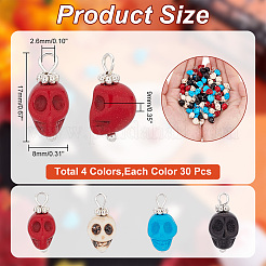 120шт 4-цветные подвески из синтетической бирюзы&nbsp;G-AR0004-90