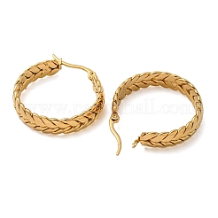 Серьги-кольца из нержавеющей стали 304 с вакуумным покрытием PVD в виде венка из листьев для женщин EJEW-U002-01G