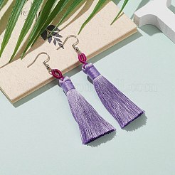 Полиэстер кисточкой серьги EJEW-JE04452-02