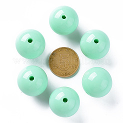 不透明なアクリルビーズ  ラウンド  アクアマリン  20x19mm  穴：3mm&nbsp;X-MACR-S370-C20mm-A05