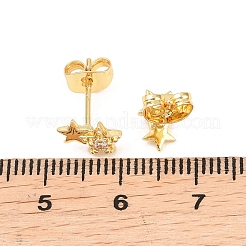 Boucles d'oreilles en laiton zircon cubique micro pavé clair&nbsp;EJEW-F405-20B-G