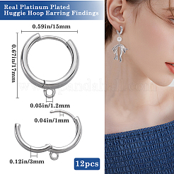 12 шт. латунная плоская фурнитура для сережек-колец&nbsp;KK-BBC0014-54