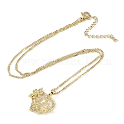 Ожерелья с подвеской в форме сердца из нержавеющей стали 304 с кубическим цирконием NJEW-H029-01G-V