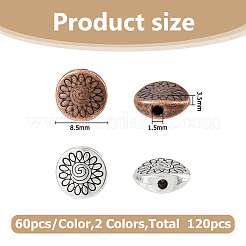 120 шт. 2 цвета бусины из сплава в тибетском стиле&nbsp;TIBEB-HS0001-02
