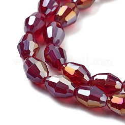 Прозрачные стеклянные бусины гальваническим пряди&nbsp;EGLA-A037-T6x8mm-B10