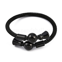 イオンプレーティング（IP）304ステンレススチール製女性用バングル  ブラック  内径：2-1/8インチ（5.25cm）&nbsp;STAS-M023-14A