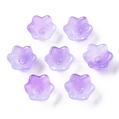 透明なツートンカラーのスプレー塗装ガラスビーズ  花  ライラック  7x11.5x11.5mm  穴：1.2mm&nbsp;GLAA-Q089-002B-004