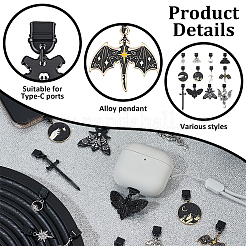 12 bouchon anti-poussière gothique en plastique pour téléphone portable&nbsp;HJEW-ME00123