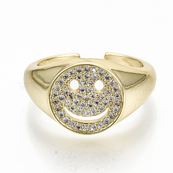 Латунные кольца из манжеты с прозрачным цирконием&nbsp;RJEW-S044-077-NF