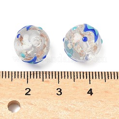 Светящиеся стеклянные бусины ручной работы с эмалью золотого песка LAMP-U004-08G