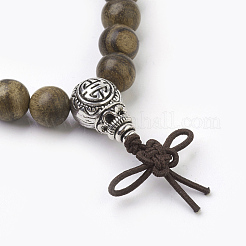 Perles de bois de santal rondes teintes naturelles bracelets extensibles&nbsp;BJEW-JB03844-01