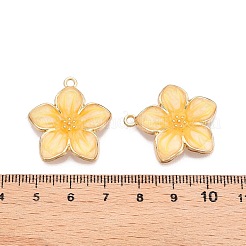 メッキ合金エナメルチャームラック  カドミウムフリー＆ニッケルフリー＆鉛フリー  ライトゴールド  花のチャーム  ミックスカラー  27.5x25x3.5mm  穴：2mm&nbsp;X-ENAM-N056-365KCG