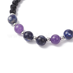 6 bracciale con perline rotonde in vetro e pietre preziose naturali e sintetiche&nbsp;BJEW-JB12210