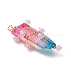 Большие подвески с гальваническим покрытием из натурального кварцевого кристалла&nbsp;PALLOY-JF04770