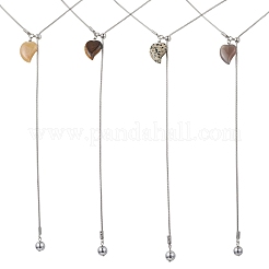 Подвеска в виде сердца из натурального серого агата&nbsp;NJEW-JN05897