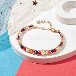 Braccialetti a forma di stella in ottone con perline di semi di vetro&nbsp;BJEW-MZ00053