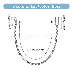 5 шт. 5-цветная цепочка для карманных часов с зажимом из сплава FIND-FH0009-15
