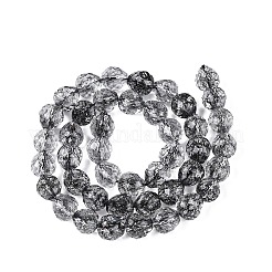 クラックル透明ガラスビーズ連売り  苺  多面カット  ブラック  8~9x7.5~8.5mm  穴：1.2~1.4mm  約41~43個/連  13.98~14.37インチ（35.5~36.5cm）&nbsp;GLAA-N068-04A-01