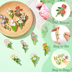 14 шт. 14 шт. эмалевых булавок с цветочным узором&nbsp;JEWB-CJ0001-75