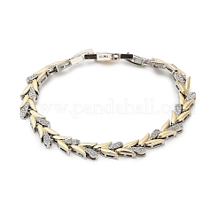 Браслеты-цепочки из латуни с микропаве из прозрачных кубических цирконий и пшеничным плетением для женщин&nbsp;LS-BJEW-B145-01