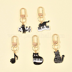5 шт. подвеска из сплава и эмали на тему кошек и музыки HJEW-FS00035-03