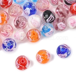 32 шт. 8-х цветные бусины-лэмпворк ручной работы с внутренним светящимся цветком LAMP-FS0001-34