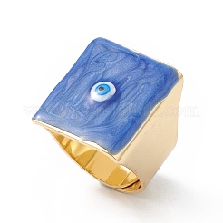 Квадратные эмалевые перстни с широкими полосками от сглаза RJEW-A014-02G-04