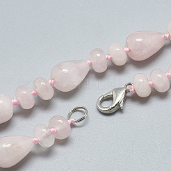 Естественно Розовый кварц бисером ожерелья NJEW-S389-16