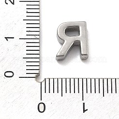 304ステンレススチールチャーム  レターチャーム  文字r  9.5x8x3mm  穴：1.6mm&nbsp;STAS-R138-07P-R