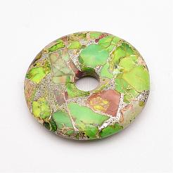 Синтетическая серебряная линия и регалит / имперская яшма / морские отложения яшма большие кулоны G-P299-I01