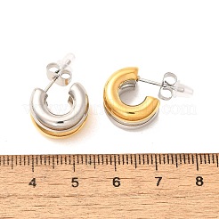 Двухцветные серьги-гвоздики из нержавеющей стали 304&nbsp;EJEW-F355-05GP-05