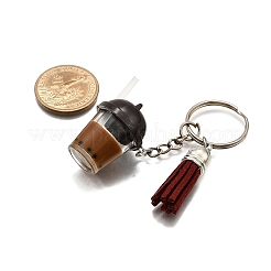 Кисточка из искусственной замши и имитация резинового брелока с рисунком «чай с молоком»/«чай с молоком» KEYC-JKC01203-02