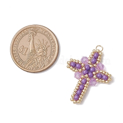 Подвески-кресты из стеклянного бисера PALLOY-MZ00826-03