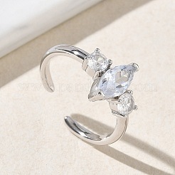 Anelli aperti con polsino in ottone micro pavé di zirconi cubici per donna&nbsp;RJEW-L343-14P
